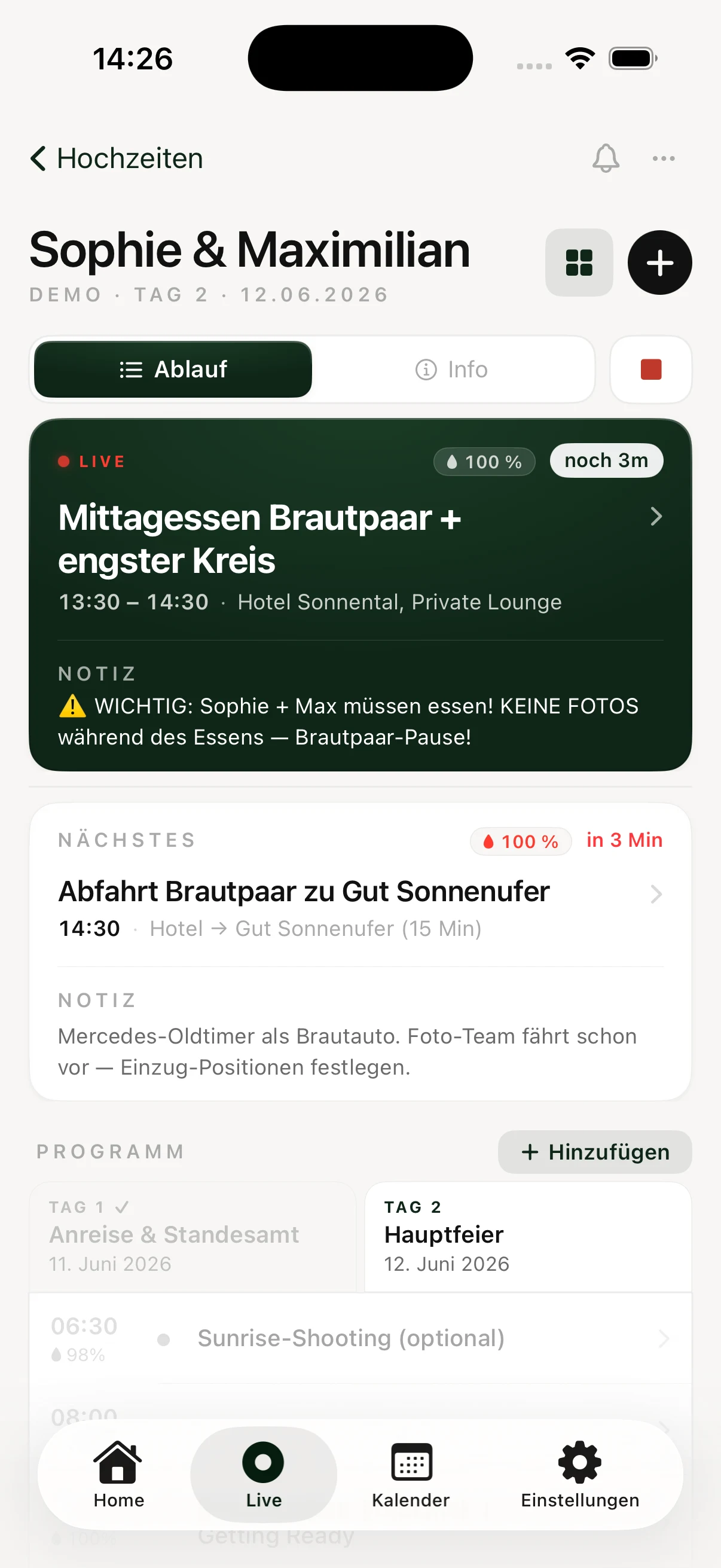 Live Hochzeit