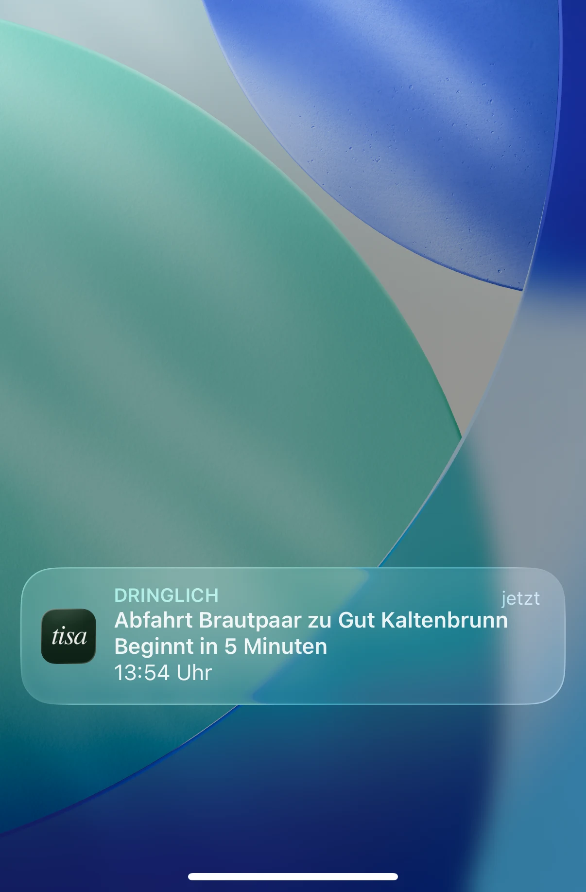 Dringliche Benachrichtigung vor dem Programmpunkt