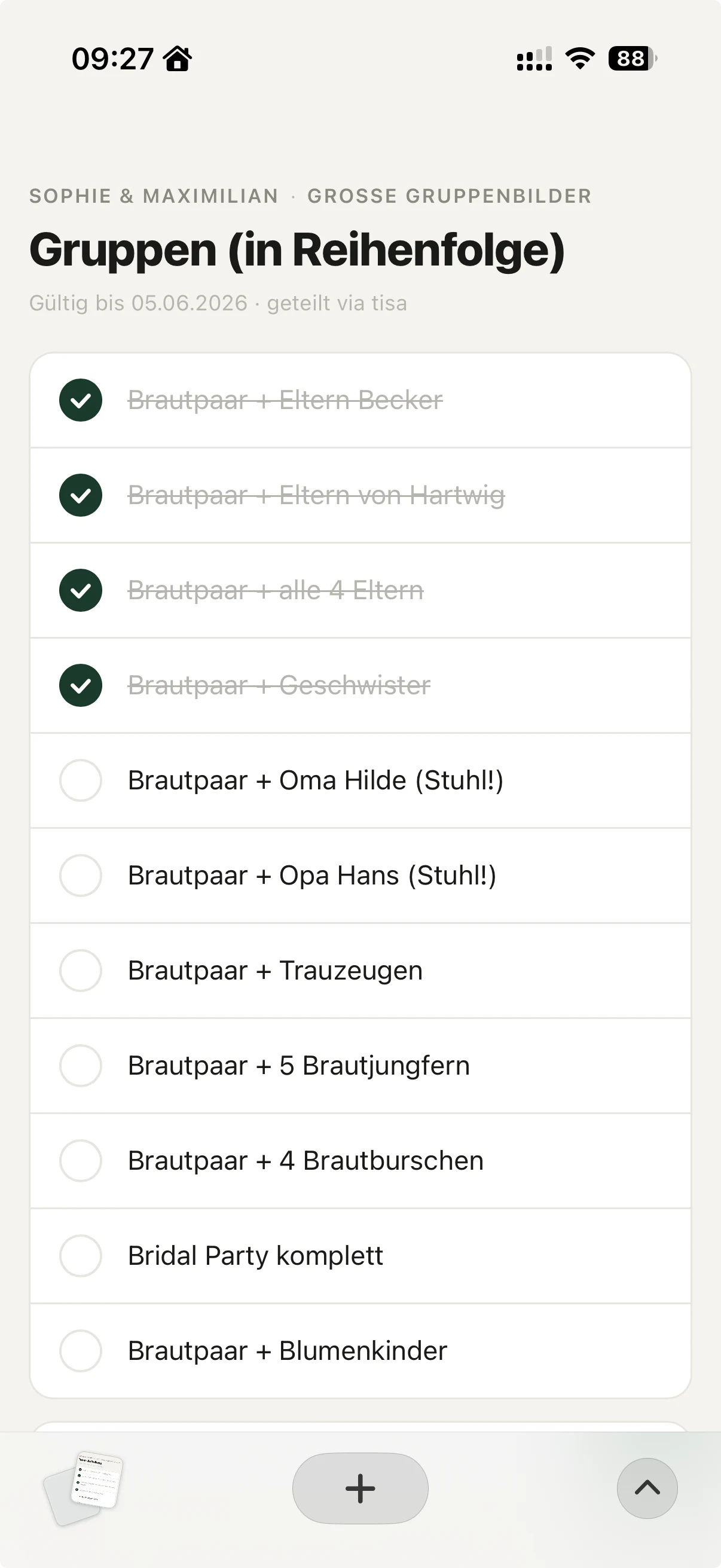 Gast öffnet die geteilte Liste — live