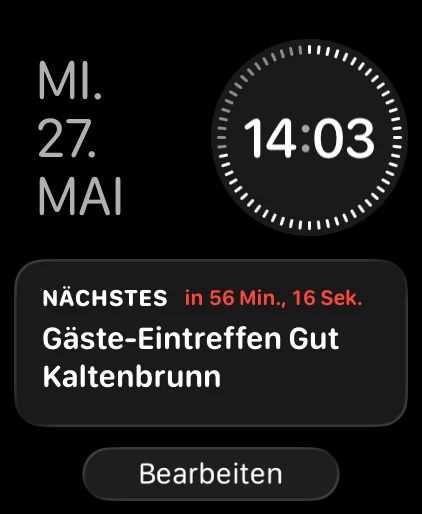 tisa-Widget am Ziffernblatt